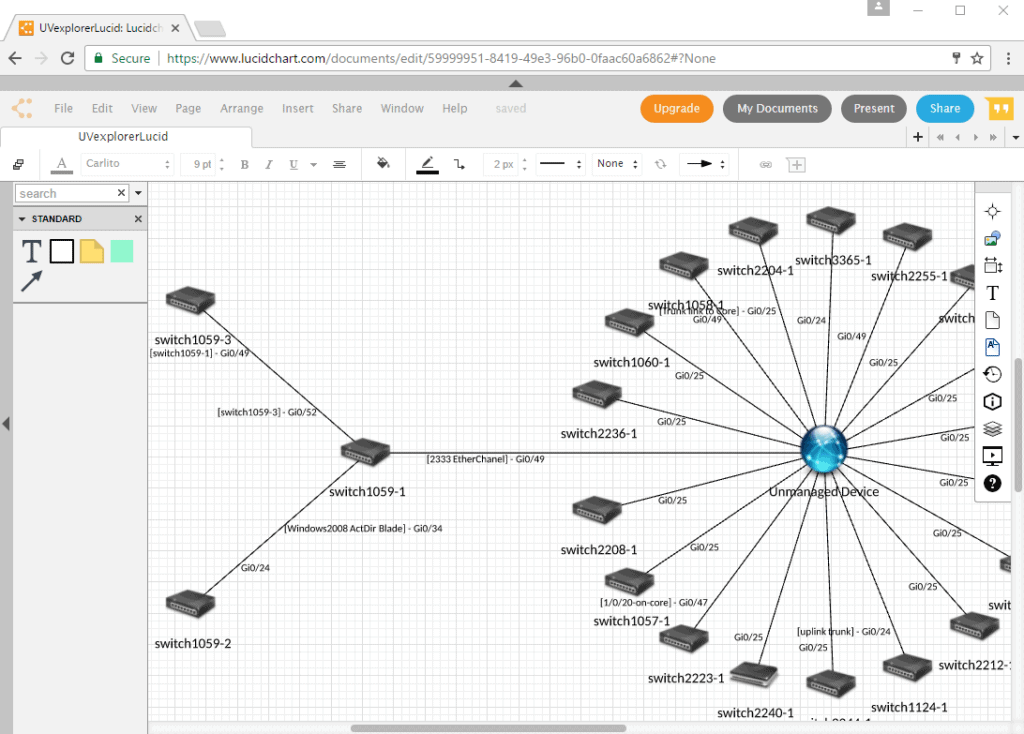 uvexplorer screenshot - network map
