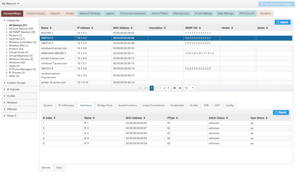 uvexplorer server screenshot - overview device list