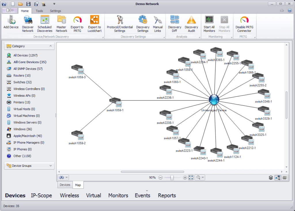 uvexplorer screenshot - network map