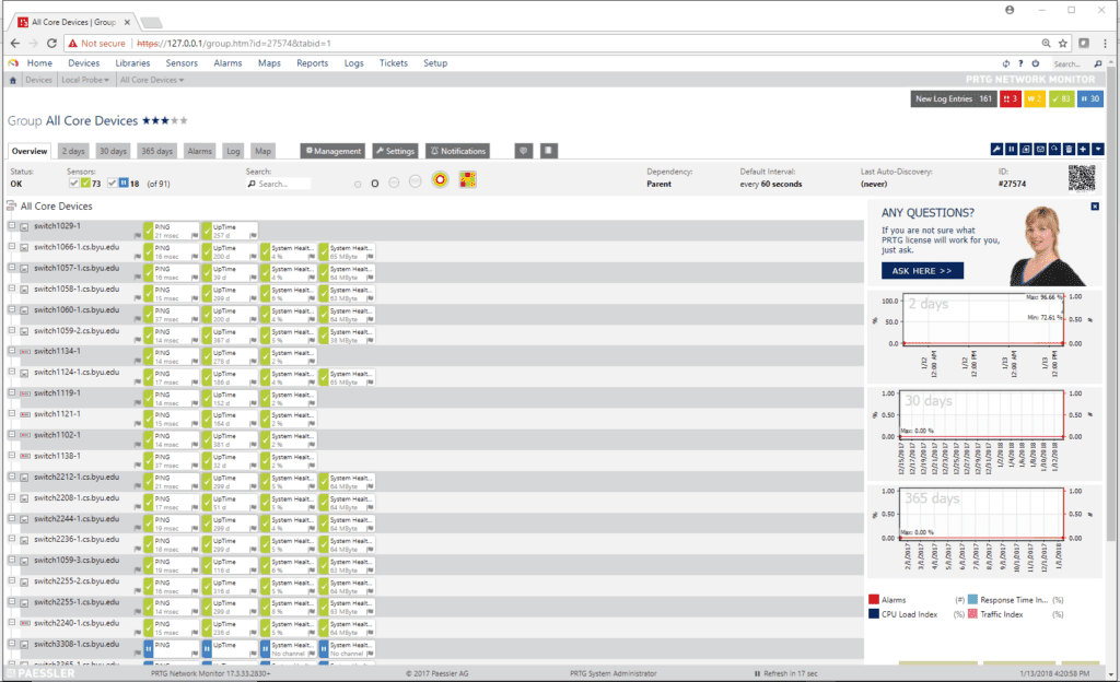 uvexplorer screenshot - device groups