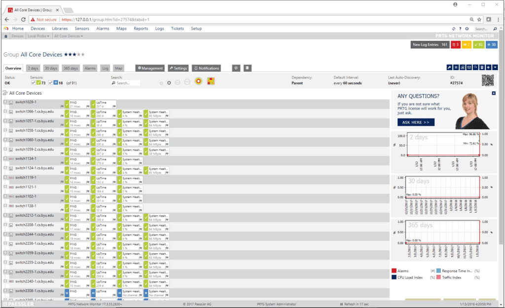 uvexplorer prtg export device list screenshot