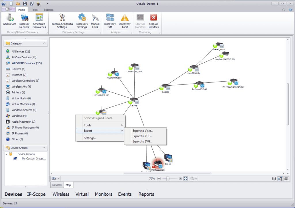 uvexplorer screenshot - export map option