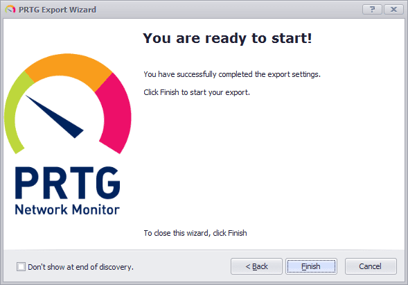 uvexplorer screenshot - prtg wizard finish
