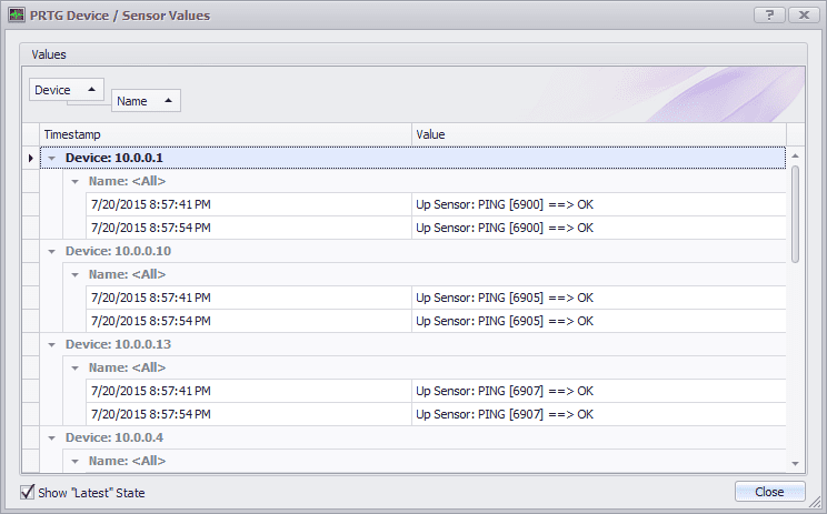 uvexplorer prtg monitor history screenshot