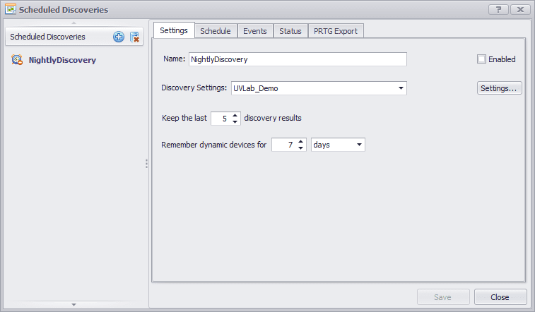 uvexplorer screenshot - schedule discovery