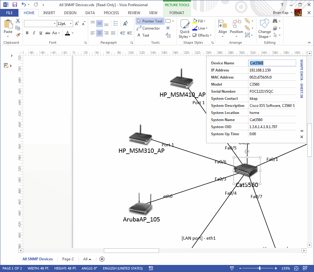 uvexplorer screenshot - visio details