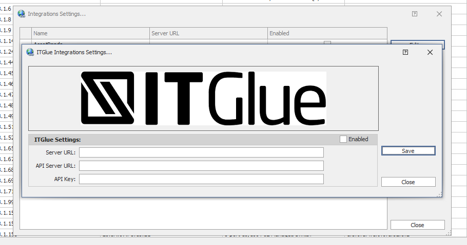 IT Glue configuration screen