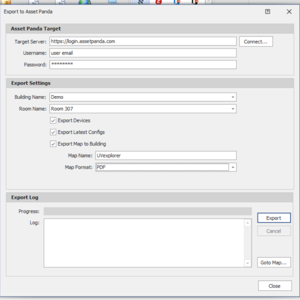 AssetPanda export selection